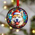 Akita in Santa Hat Suncatcher Decoration